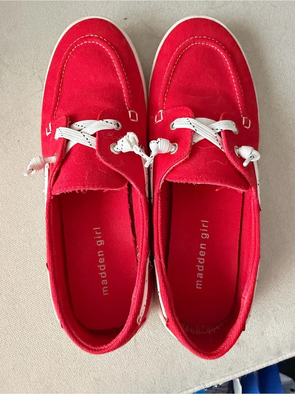 Madden Girl Red Canvas Boat Shoes